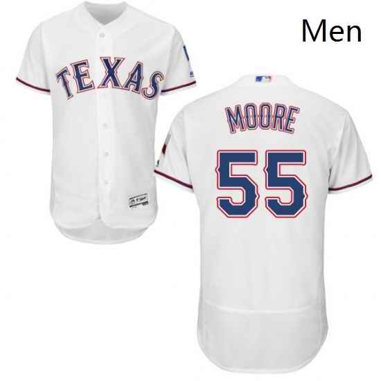 Mens Majestic Texas Rangers 55 Matt Moore White Home Flex Base Authentic Collection MLB Jersey